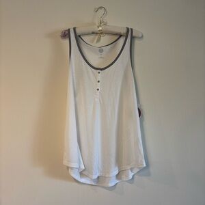 White Sleeveless Top with Gray Trim